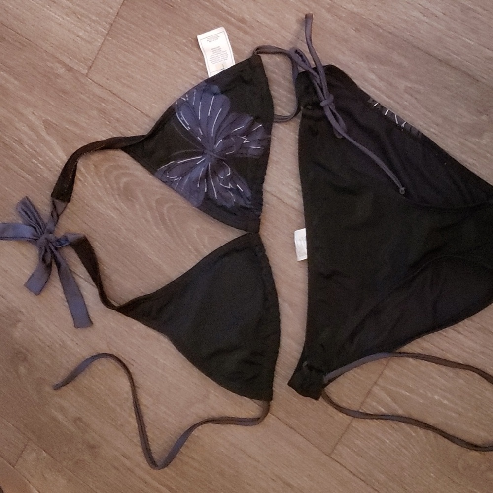 Black bikini with butterfly